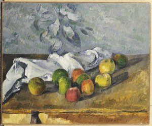 Æbler og en serviet af Paul Cézanne