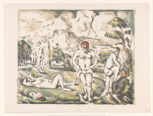 Badende mænd i et bakket landskab Les Grands Baigneurs Baigneurs au repos af Paul Cézanne