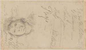 Cézanne - FWN 3005-52b, Efter Louis Le Nain, Kvinde med kyse, 1884-87 af Paul Cézanne