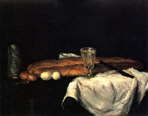 Brød og æg af Paul Cézanne