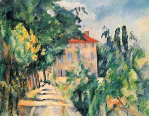 Hus med rødt tag (Jas de Bouffan) af Paul Cézanne