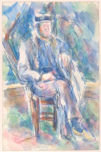 Mand iført stråhat af Paul Cézanne