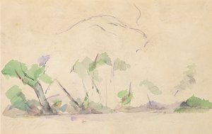 Mont Sainte-Victoire (wc på papir) af Paul Cézanne