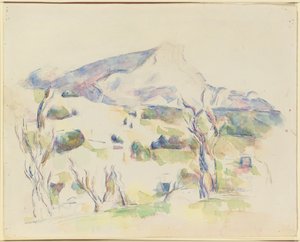 Mont Sainte-Victoire, udsigt over Lauves, 1902-06 af Paul Cézanne