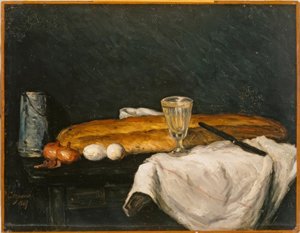 Stilleben: Brød og æg af Paul Cézanne