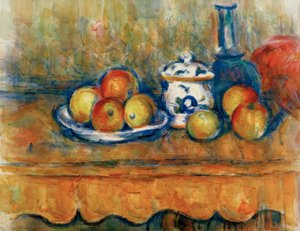 Æbler, karaffel og sukkerskål af Paul Cézanne