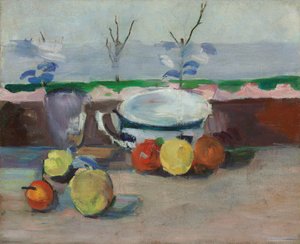 Kop, glas og frugt, III, ca. 1877 (olie på lærred) af Paul Cézanne