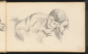 Kunstnerens søn læner sig op ad albuen, ca. 1887. af Paul Cézanne