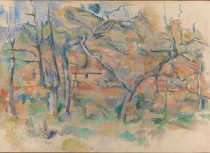 Træer og huse, Provence, ca. 1885 (olie på lærred) af Paul Cézanne