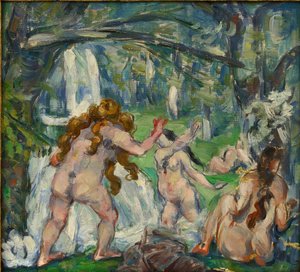 ""Tre badende"" Maleri af Paul Cezanne (1839-1906) 1875 Olie på lærred - størrelse 30,5x33 cm Privat samling af Paul Cézanne