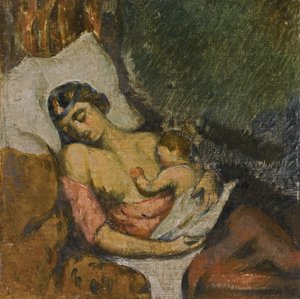 Kvinde, der ammer sit barn, ca 1872 af Paul Cézanne