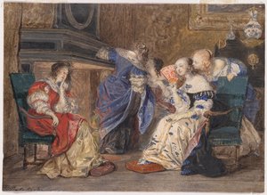 Maesta of taWomen in an Interiørhe Holy Trinity (tempera på træ af Paul Delaroche