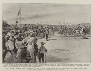 Den militære gennemgang og inspektion af New South Wales styrker af guvernøren, Sir Robert Duff, og generalmajor Hutton, i Centennial Park, Sydney af Paul Destez