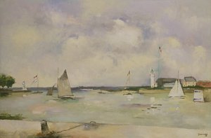 Indgang til havnen i Honfleur (panel) af Paul Elie Gernez