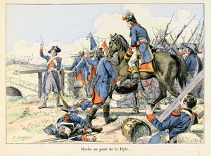 Hoche au pont de la Dyle: I marts 1793, da han dækkede tilbagetoget ved passagen af Dyle foran Leuven (Belgien), kæmpede Lazare Hoche (1768-1797) mod østrigerne - illustration af Emile Boutigny (1853-1929) I "Hoche-Marceau-Desaix" af Theodore af Paul Émile Boutigny