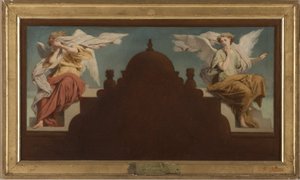 Skitse til kirken Saint-Etienne-du-Mont: Deux anges assis, i 1874 (olie på lærred) af Paul Felix Guerie