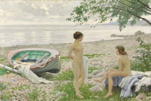 På stranden