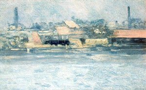 Battersea Waterfront (olie på lærred)