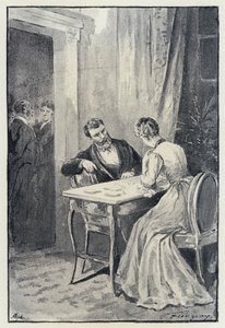 Illustration til Anna Karenina: Levin frier til Kitty (litho)