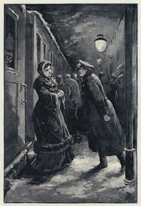 Illustration til Anna Karenina: Vronsky møder Anna på stationen (litho)
