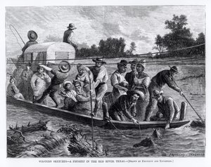 Western Sketches, a Freshet in the Red River, Texas, illustration fra  af Paul Frenzeny