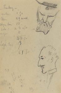 En skægget mand og en mand i profil [verso] af Paul Gauguin