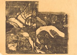 En maori kvinde i en skov; Manao Tupapau (Hun er hjemsøgt af en ånd) af Paul Gauguin