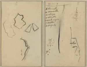 En profil og fire former; Skitse af en mands hoved [recto] af Paul Gauguin