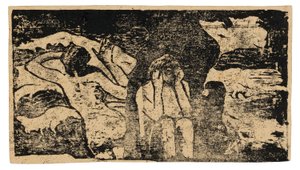 Ved de sorte klipper, fra Suite of Late Woodblock Prints af Paul Gauguin