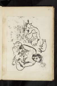 Avant et après - Siddende kvinde, kat med killinger og en gris af Paul Gauguin