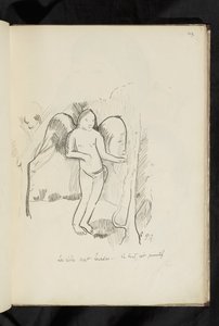 Før og efter - tegning "Vingerne er tunge. Alt er primitivt" af Paul Gauguin