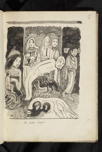 Før og efter - tegning "De hellige billeder" af Paul Gauguin
