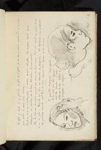 Avant et après - tekst og to tegninger af en piges hoved af Paul Gauguin