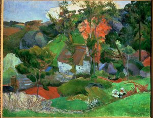 Aven løber gennem Pont-Aven ... (olie på lærred) af Paul Gauguin