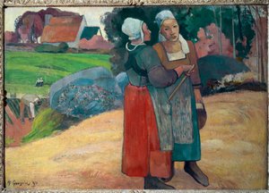 Bretonske bønder (olie på lærred af Paul Gauguin