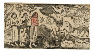 Skift af bopæl, fra Suite af sene træbloktryk af Paul Gauguin