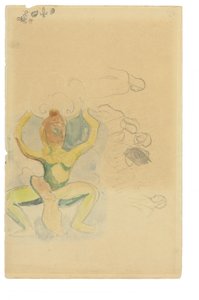 Danse maori (akvarel og blyant på papir) af Paul Gauguin