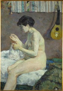 Nøgenstudie (olie på lærred) af Paul Gauguin