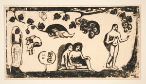 Kvinder, dyr og blade [Women, Animals and Leaves] af Paul Gauguin