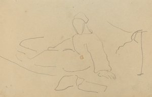 Figur siddende på jorden [recto] af Paul Gauguin