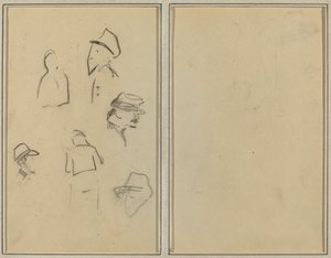 Fire hoveder og to figurer [verso] af Paul Gauguin