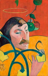 Fransk: Autoportrait-charge, ou Autoportrait au nimbe Selvportræt med halo af Paul Gauguin