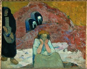 Høst af druer i Arles - menneskelig elendighed (olie på lærred) af Paul Gauguin