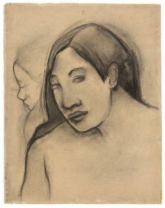 Ledere af tahitiske kvinder, frontale og profilerede synspunkter af Paul Gauguin