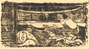 Interiør af en hytte af Paul Gauguin