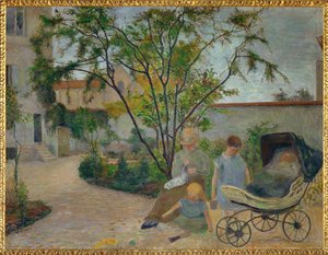 Jardin a Vaugirard, ou La Famille du peintre dans le de jardin la rue Carcel (olie på lærred) af Paul Gauguin