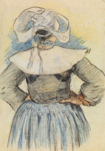 La Bretonne, Pont-Aven ca. 1886 (kridt på papir) af Paul Gauguin
