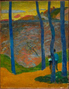 De blå træer. Du vil passere, den smukke. Blåtræer. Din tur vil komme, min skønhed!, 1888. af Paul Gauguin