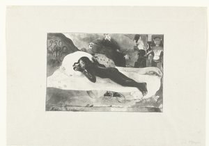 Tilbagelænet pige og de dødes spøgelser Set af de dødes spøgelser Manao tupapau (titel på objekt) af Paul Gauguin