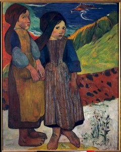 Små bretonere før havet Maleri af Paul Gauguin (1848-1903) 1889 Søn. 0,92 X 0,73 m. Tokyo. Nationalmuseet for vestlig kunst af Paul Gauguin